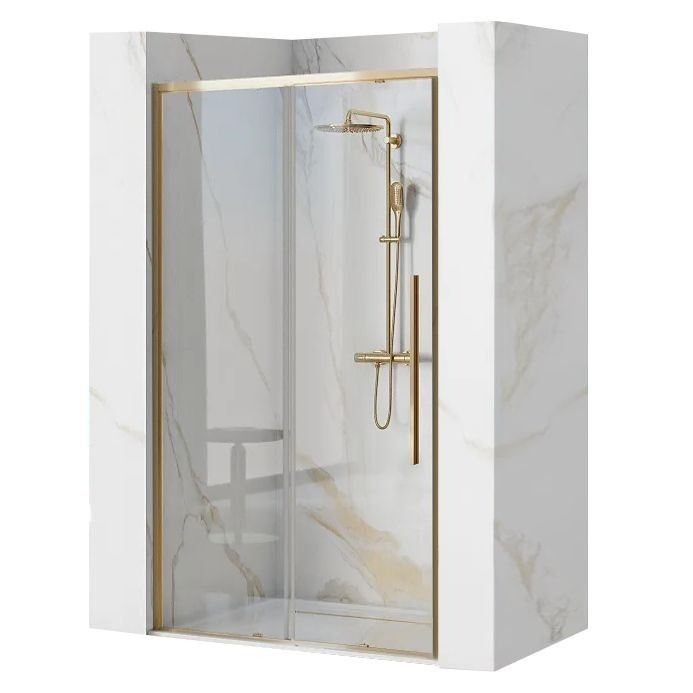 Poze Ușă pentru dus Solar sticla securizata gold - 100x195 cm