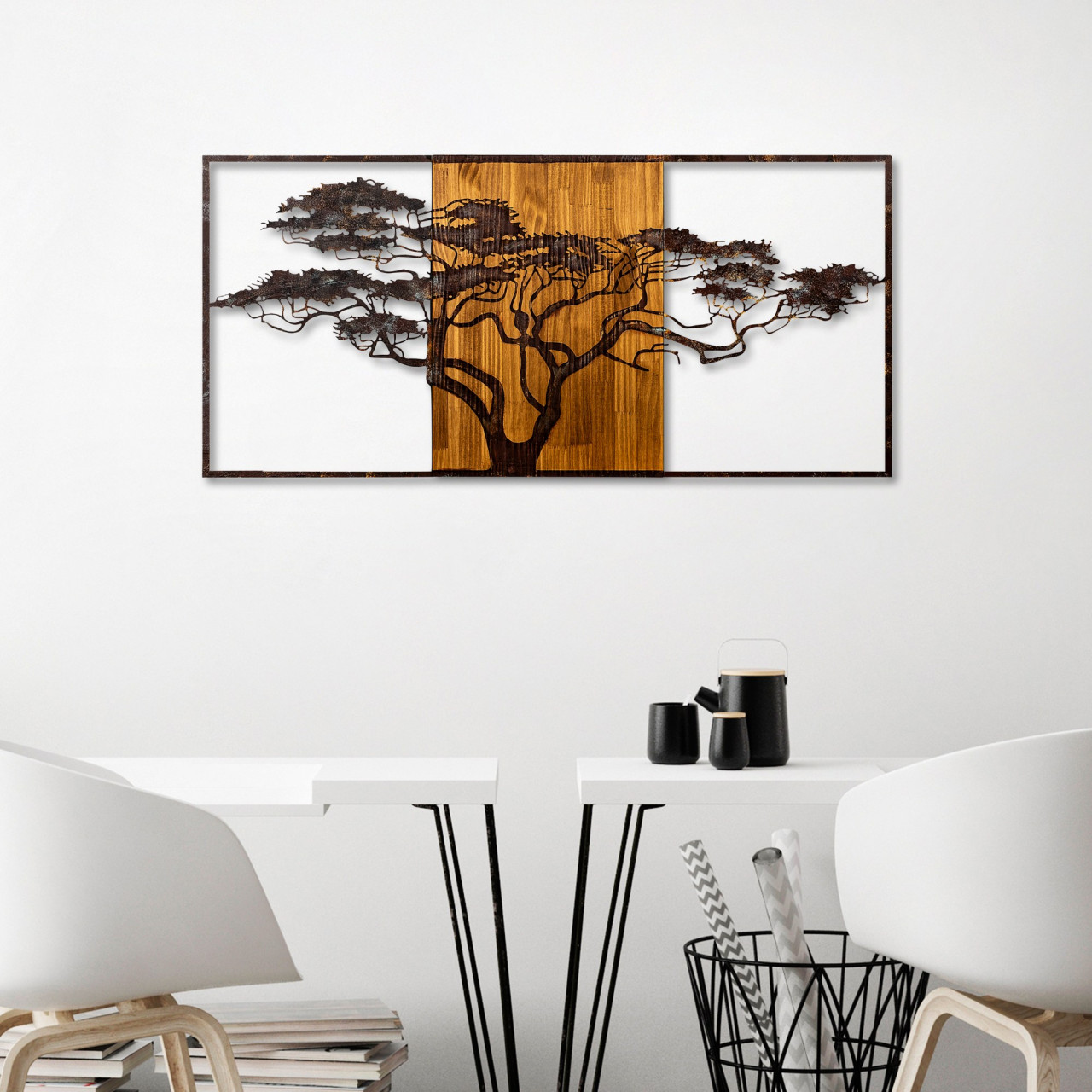 Poze Accesoriu decorativ de perete din lemn Acacia Tree - 328-A