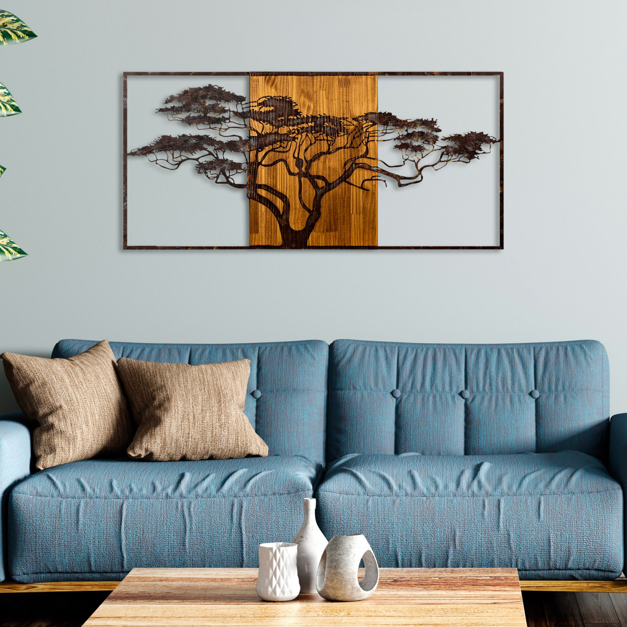 Poze Accesoriu decorativ de perete din lemn Acacia Tree - 328-A