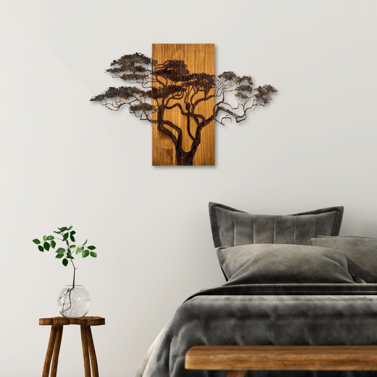 Poze Accesoriu decorativ de perete din lemn Acacia Tree - 387-A