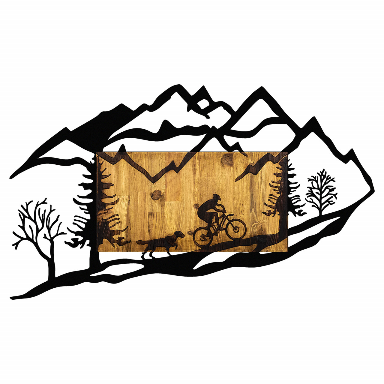 Poze Accesoriu decorativ de perete din lemn Bicycle Riding in Nature 1