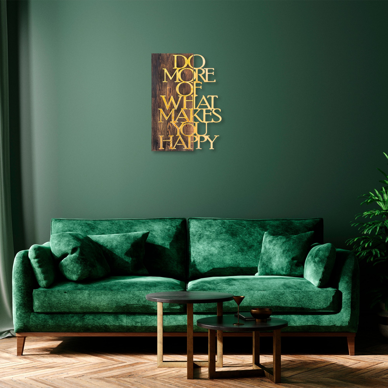 Poze Accesoriu decorativ de perete din lemn Do more - auriu