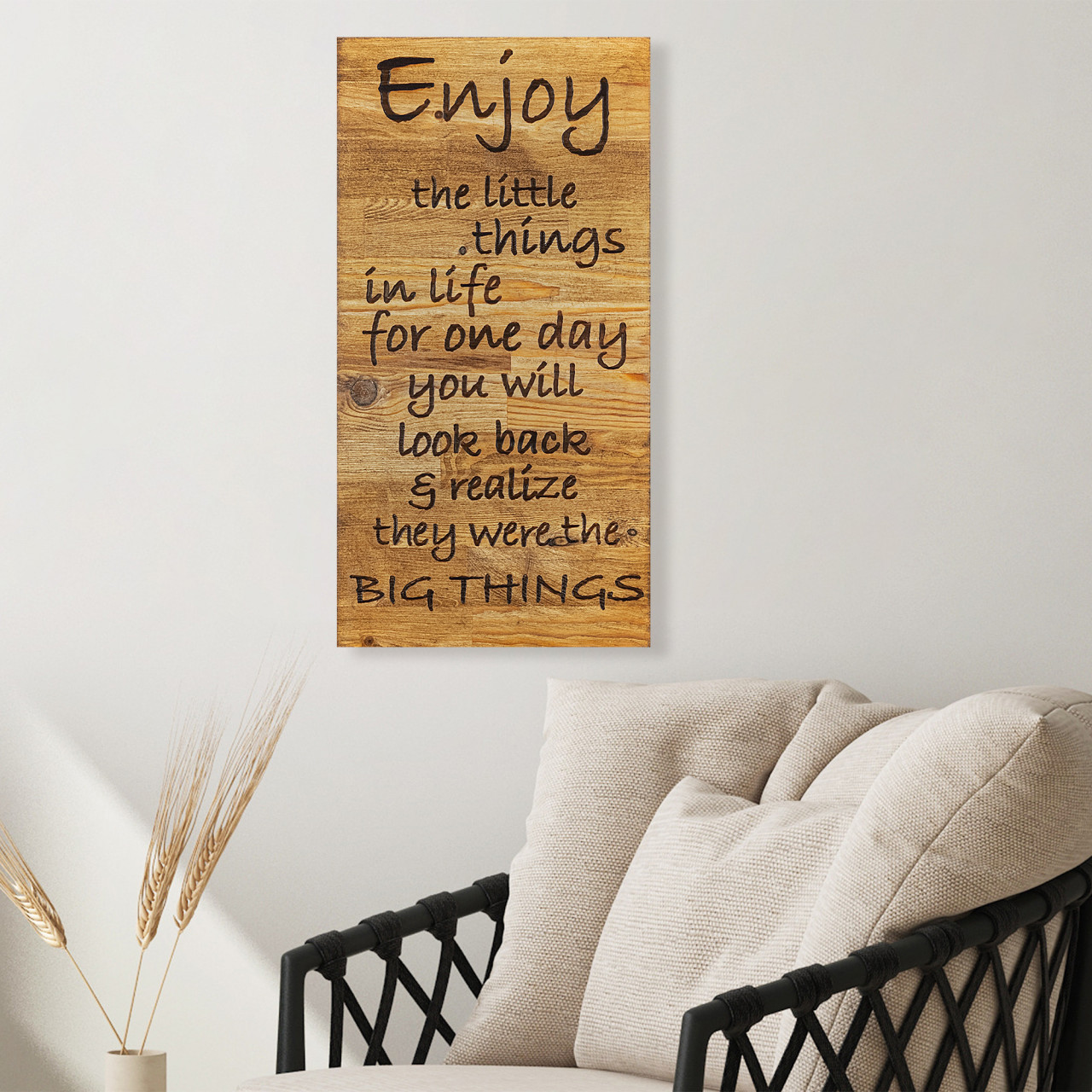 Poze Accesoriu decorativ de perete din lemn Enjoy the little things