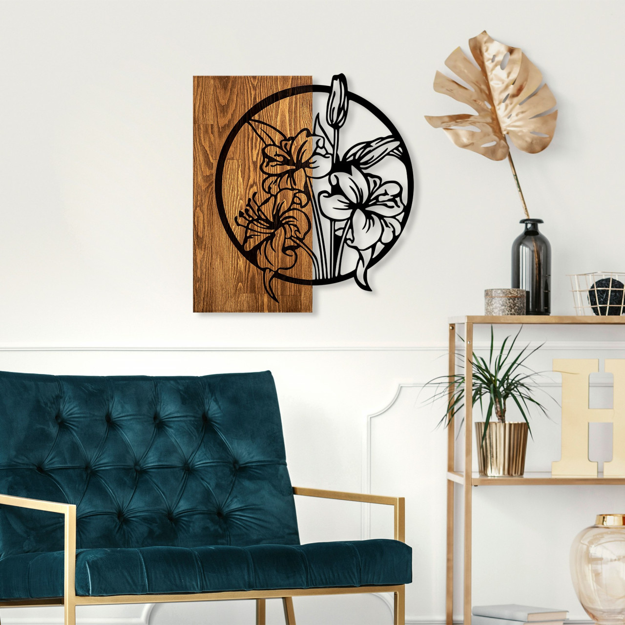 Poze Accesoriu decorativ de perete din lemn Flowers