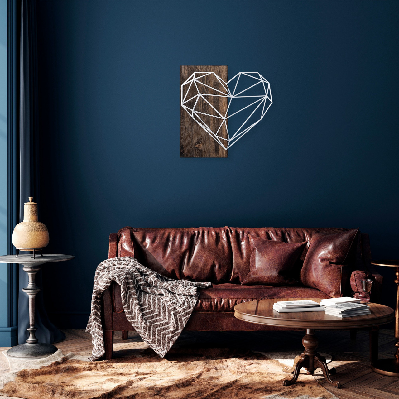 Poze Accesoriu decorativ de perete din lemn Heart argintiu
