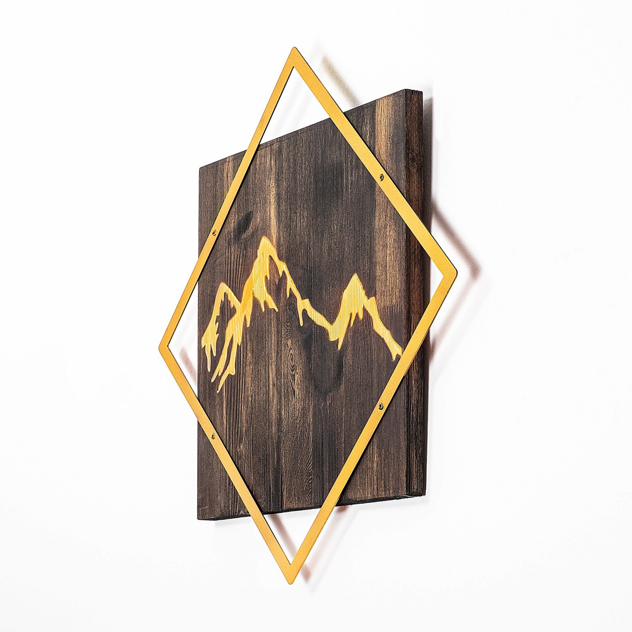 Poze Accesoriu decorativ de perete din lemn Mountain auriu