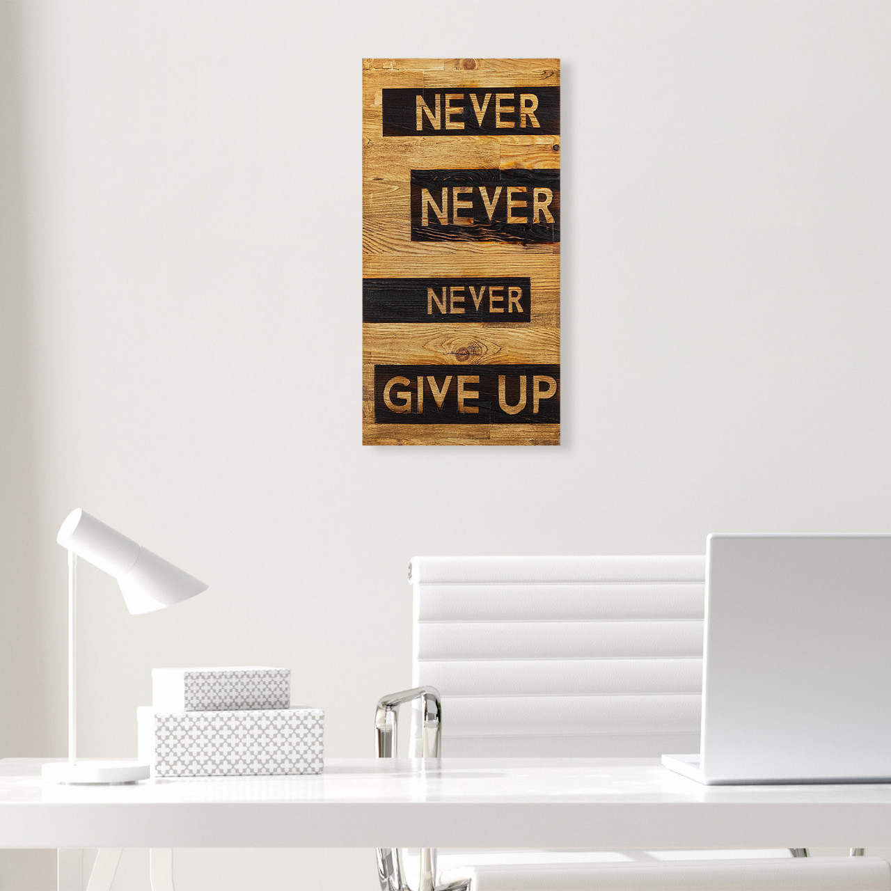 Poze Accesoriu decorativ de perete din lemn Never give up