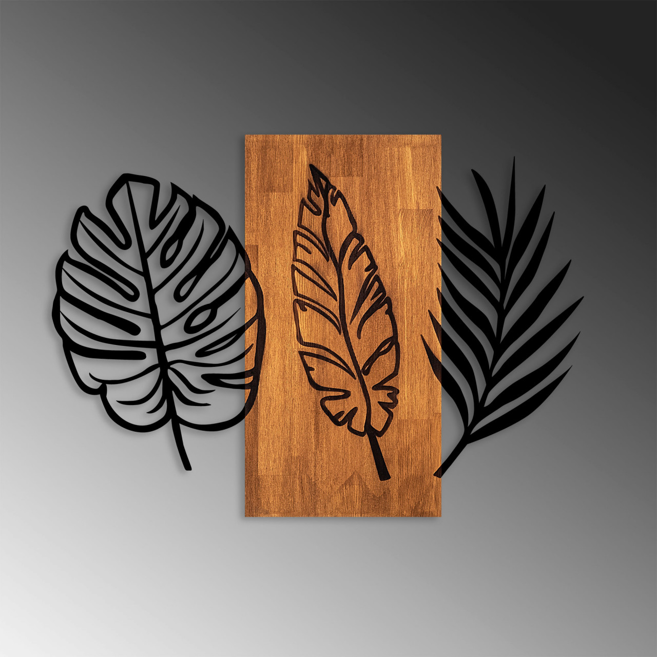 Poze Accesoriu decorativ de perete din lemn Triple leaves - 384