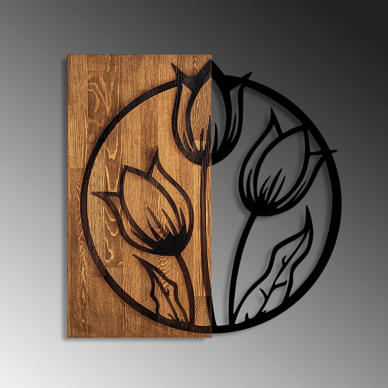Poze Accesoriu decorativ de perete din lemn Tulips