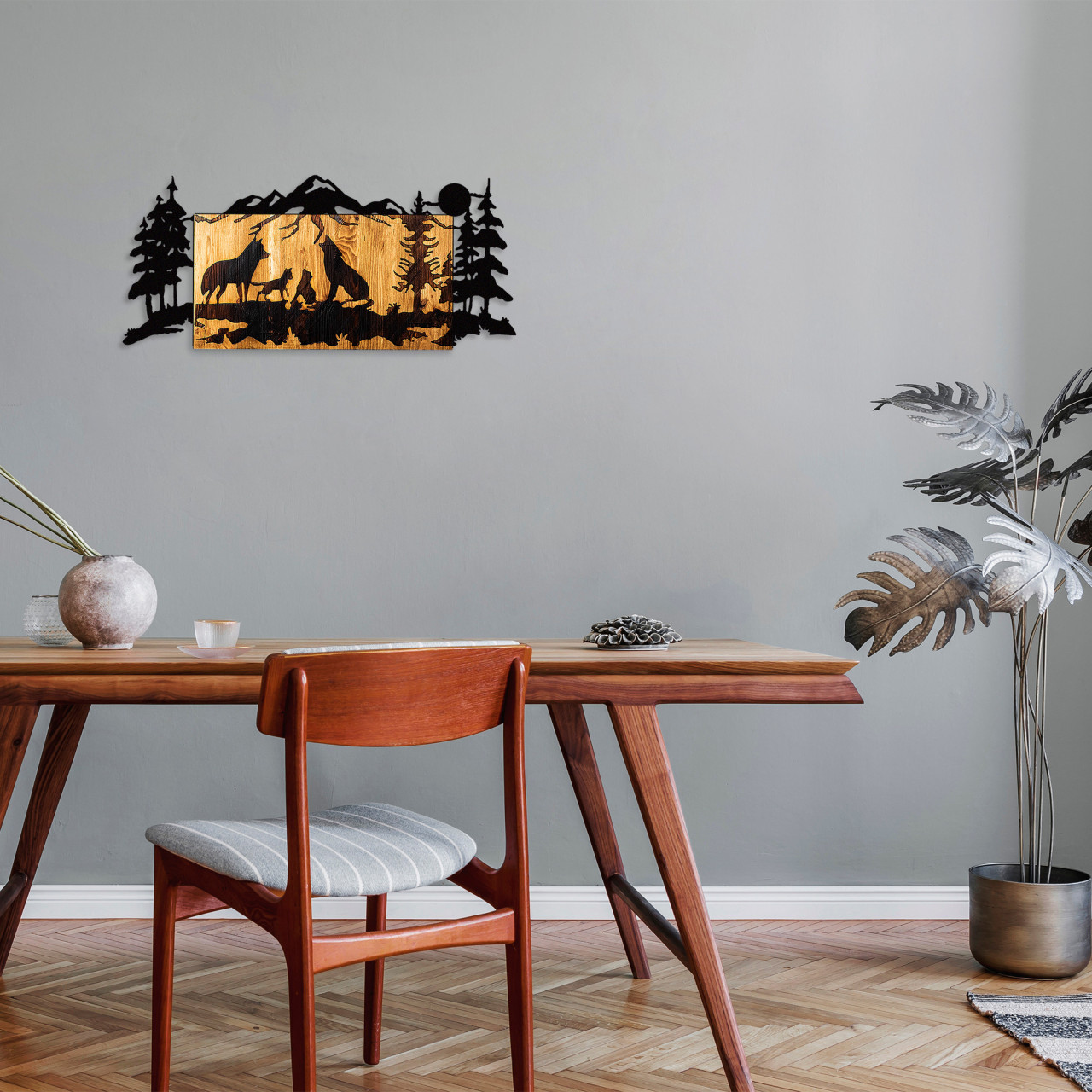 Poze Accesoriu decorativ de perete din lemn Wolves