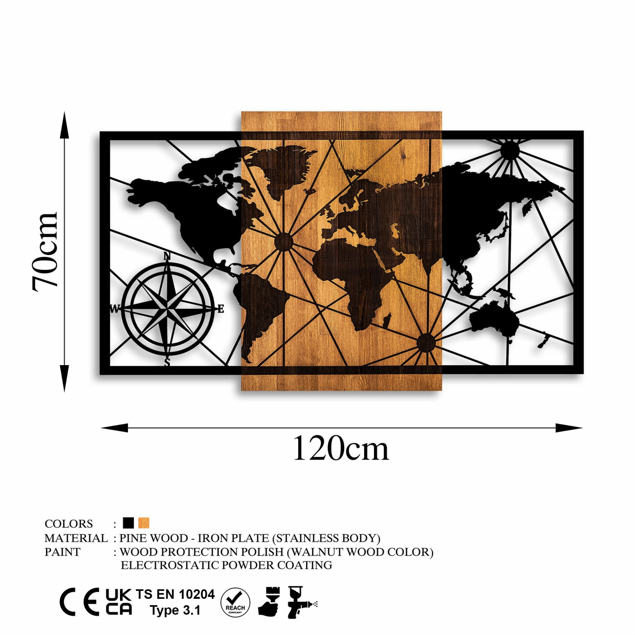 Poze Accesoriu decorativ de perete din lemn World Map 3-L