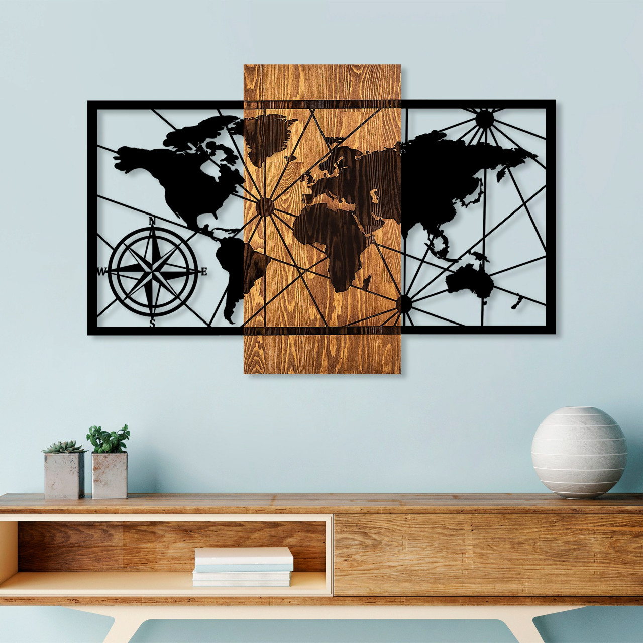 Poze Accesoriu decorativ de perete din lemn World map 3-M