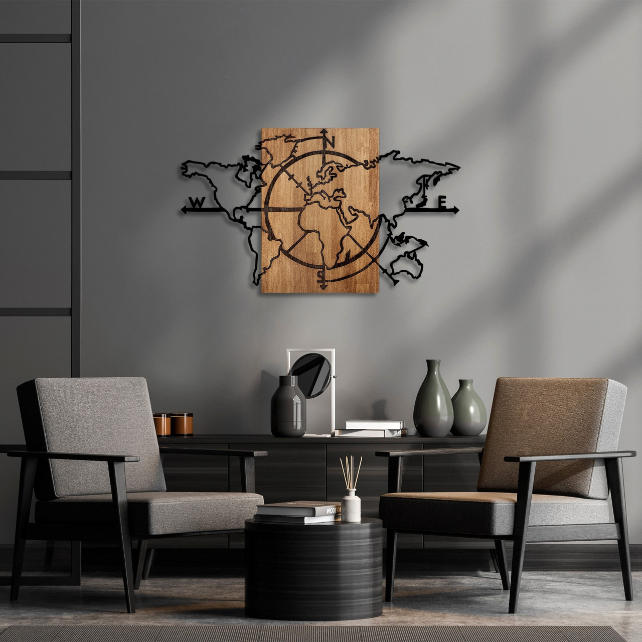 Poze Accesoriu decorativ de perete din lemn World Map - 324