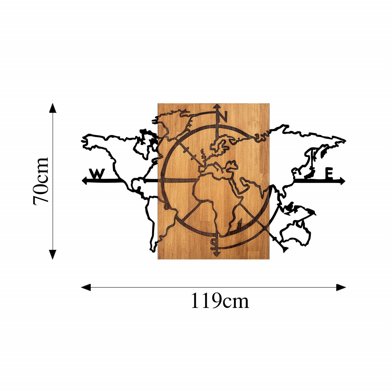 Poze Accesoriu decorativ de perete din lemn World Map - 324