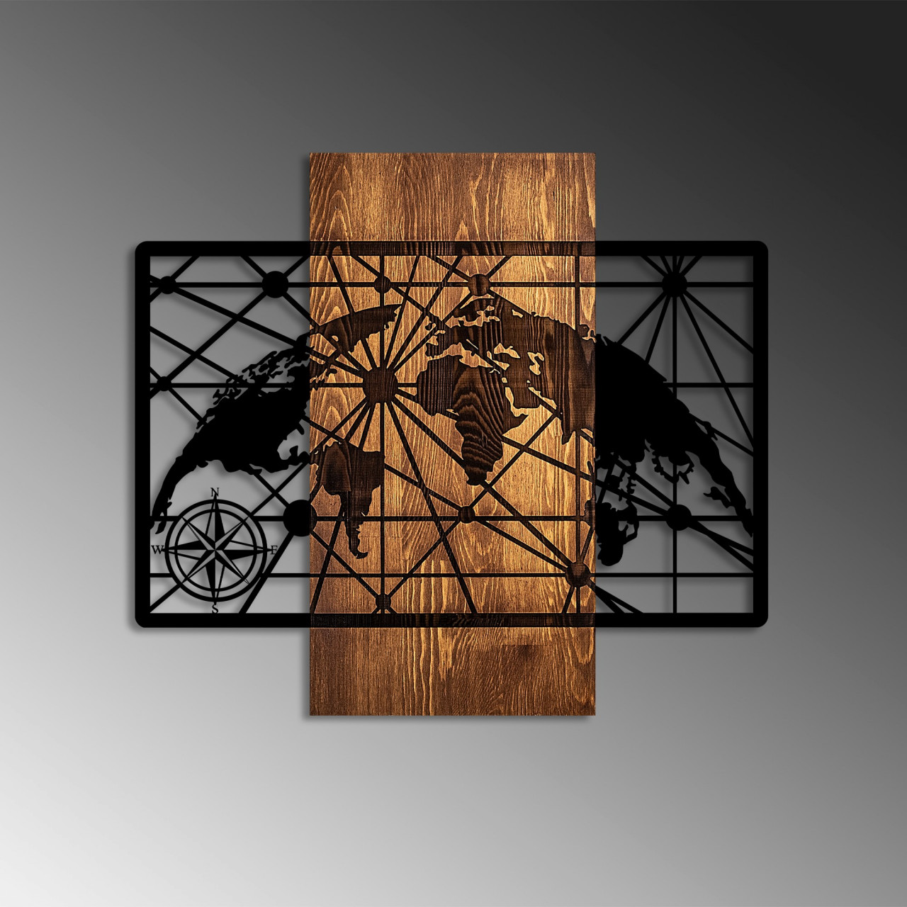 Poze Accesoriu decorativ de perete din lemn World Map 5-M