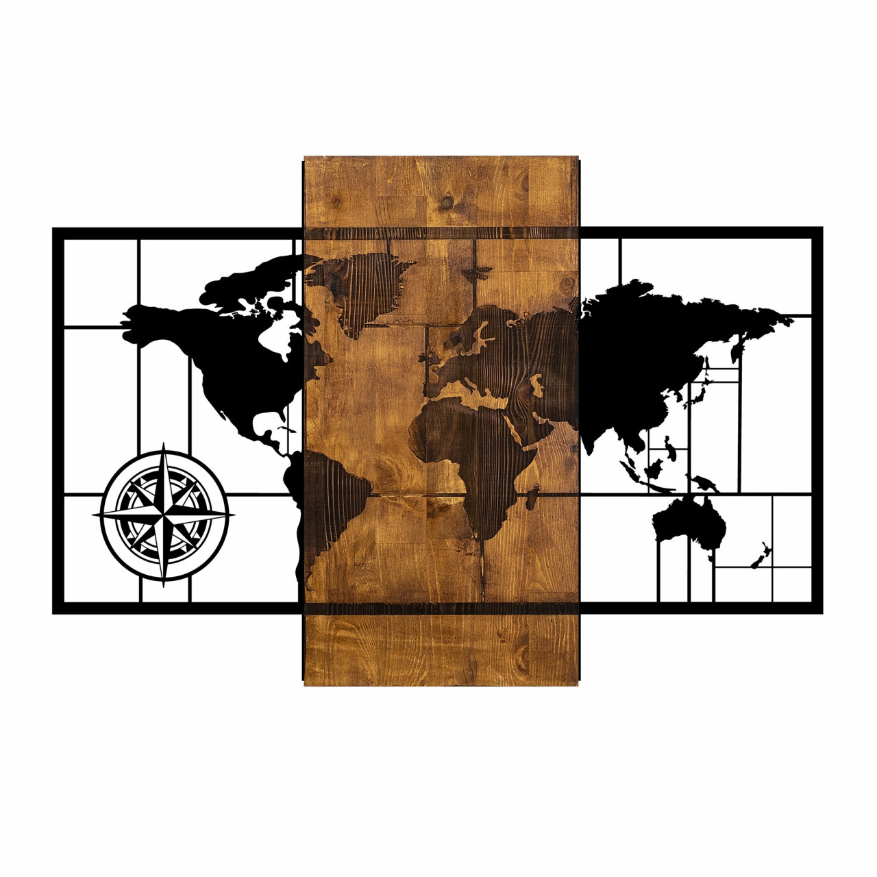 Poze Accesoriu decorativ de perete din lemn World Map with Compass