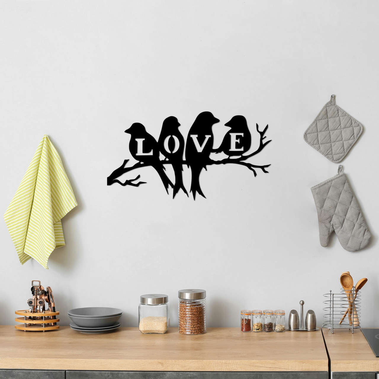 Poze Accesoriu decorativ de perete metalic Birds Love - 522