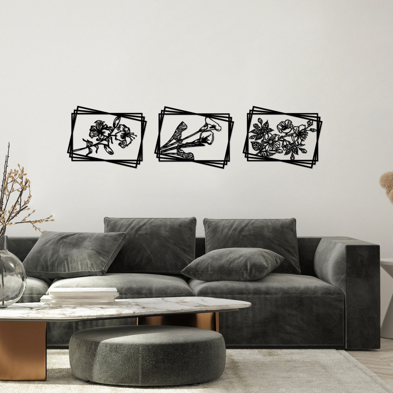 Poze Accesoriu decorativ de perete metalic Flowers 2 - 514