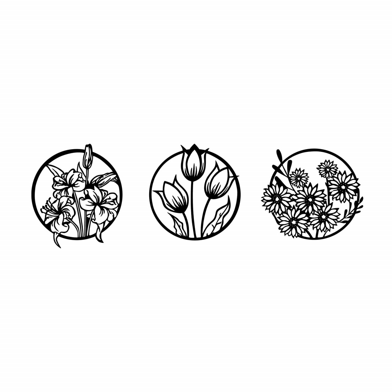 Poze Accesoriu decorativ de perete metalic Flowers - 273 M