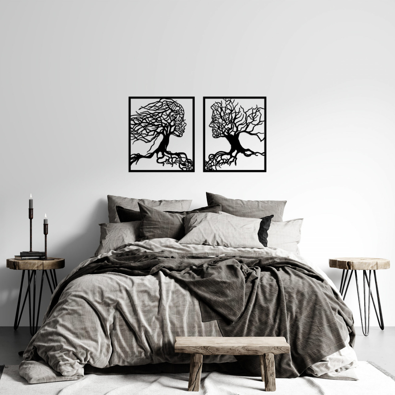 Poze Accesoriu decorativ de perete metalic Tree Man And Woman - 324