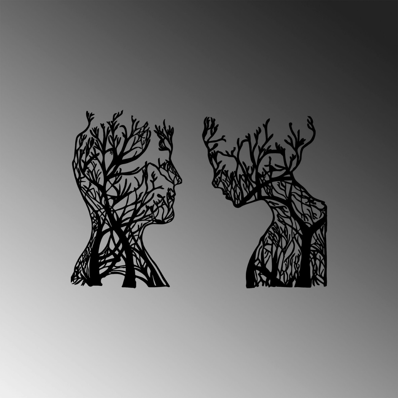 Poze Accesoriu decorativ de perete metalic Tree Man And Woman - 325