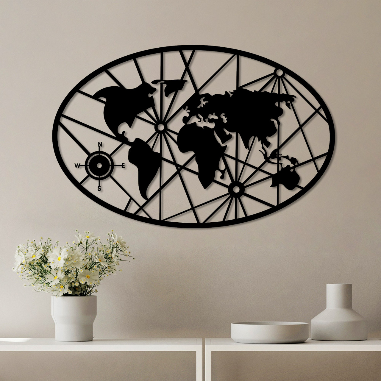 Poze Accesoriu decorativ de perete metalic World Map 8-L v2