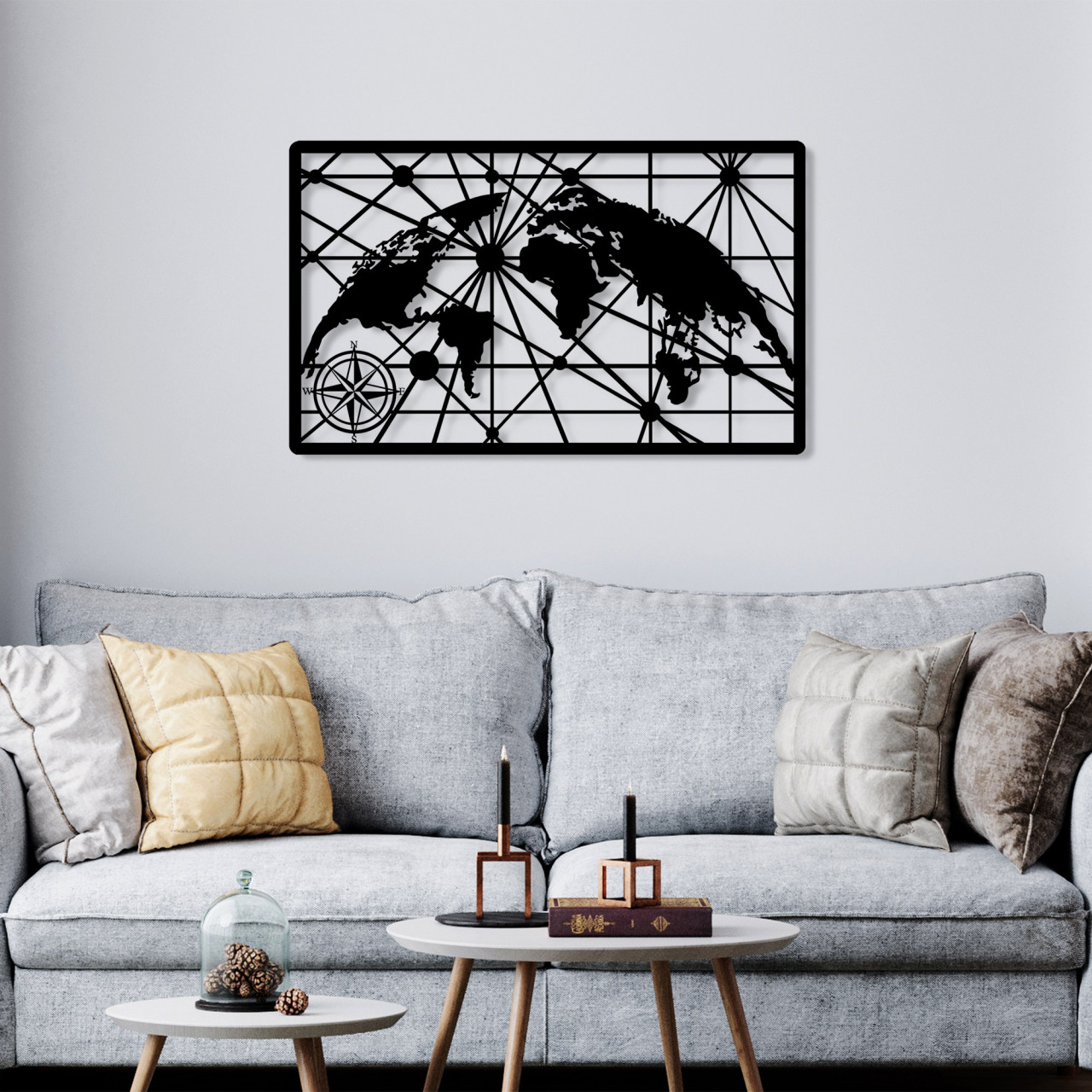 Poze Accesoriu decorativ de perete metalic World Map 8-M