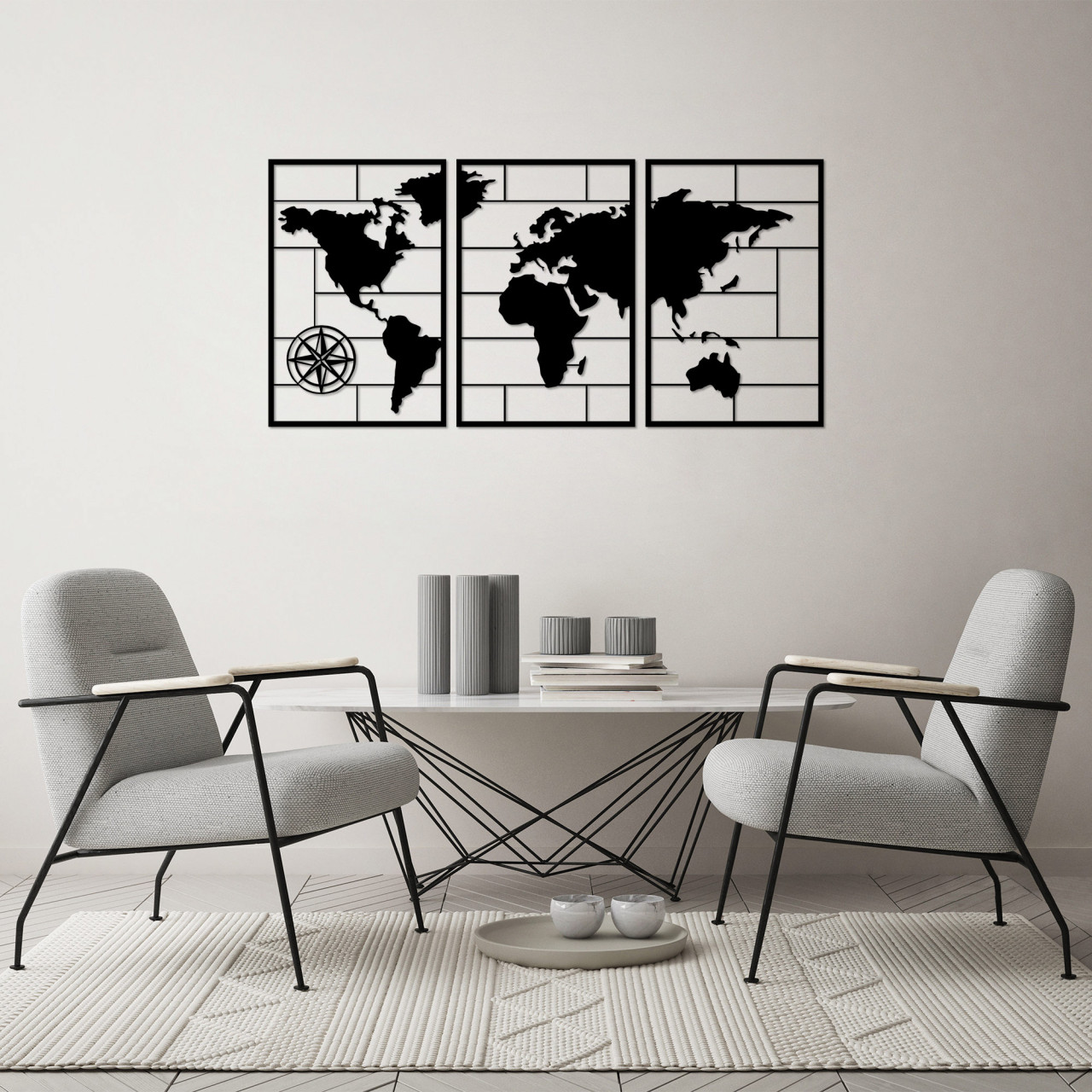 Poze Accesoriu decorativ de perete metalic World map