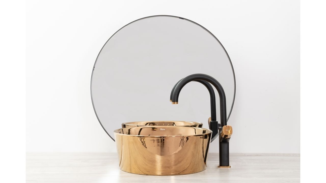 Poze Baterie Salto înaltă negru mat / gold - H 35,5 cm