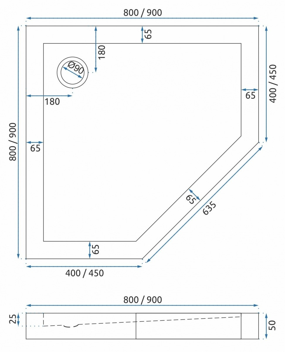 Poze Cadita pentru dus Diamond alba - L90 x l90 x h5