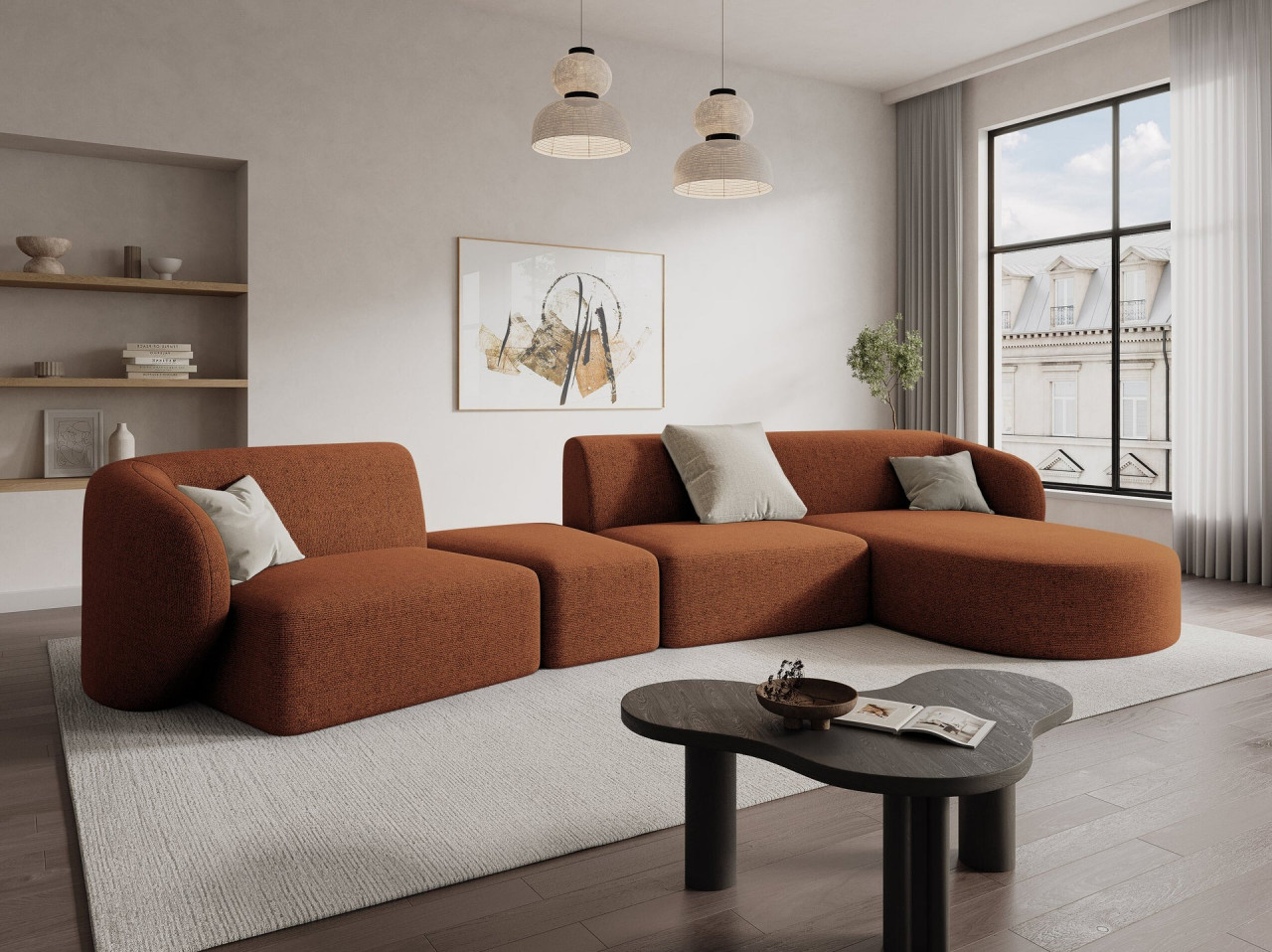 Poze Canapea 5 locuri Shane chenille L338 cm