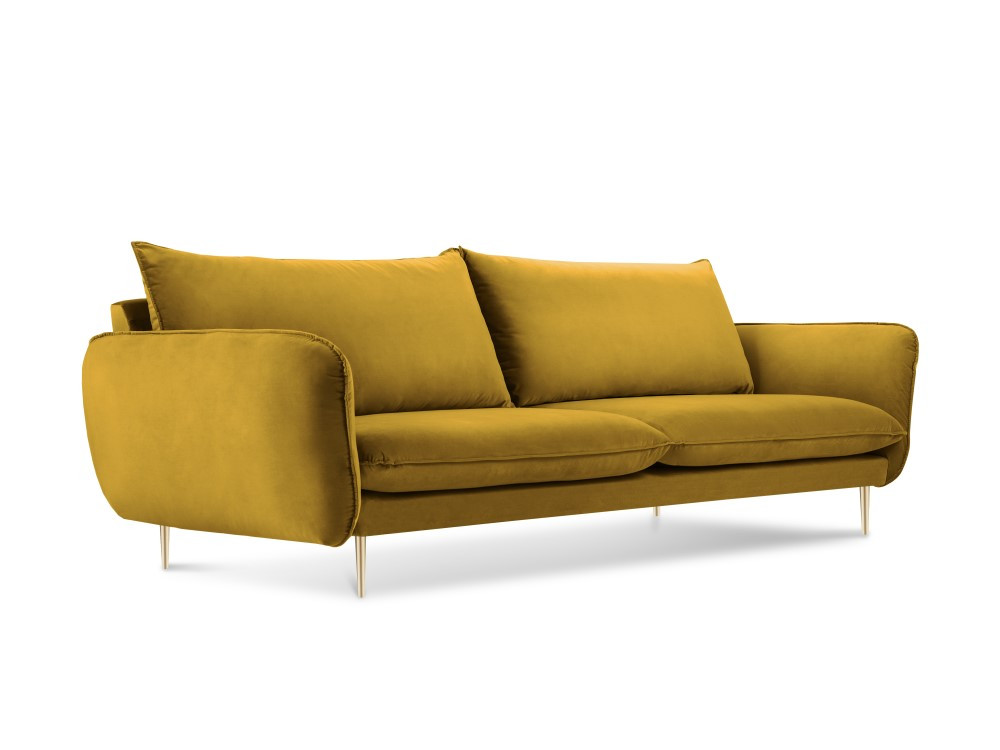 Poze Canapea tapitata Vienna 3 locuri catifea/picioare gold – L200 x l92 x h95