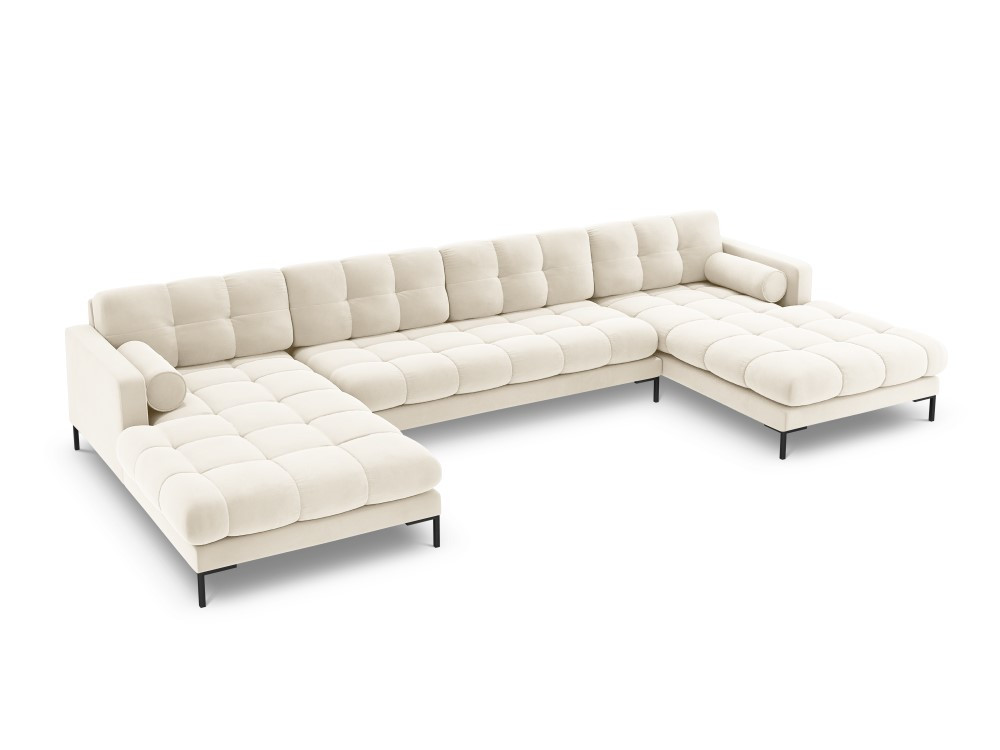 Poze Coltar 7 locuri Bali velvet/picioare negre - L383 x l185 x h75