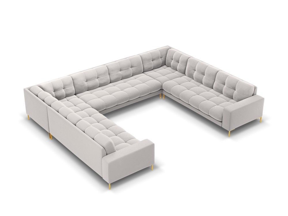 Poze Coltar 9 locuri Bali velvet/picioare gold – L327 x l256 x h75