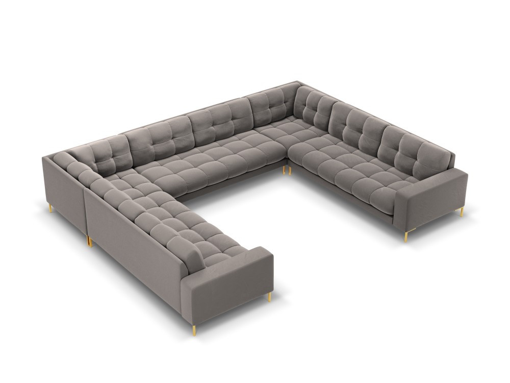 Poze Coltar 9 locuri Bali velvet/picioare gold – L327 x l256 x h75