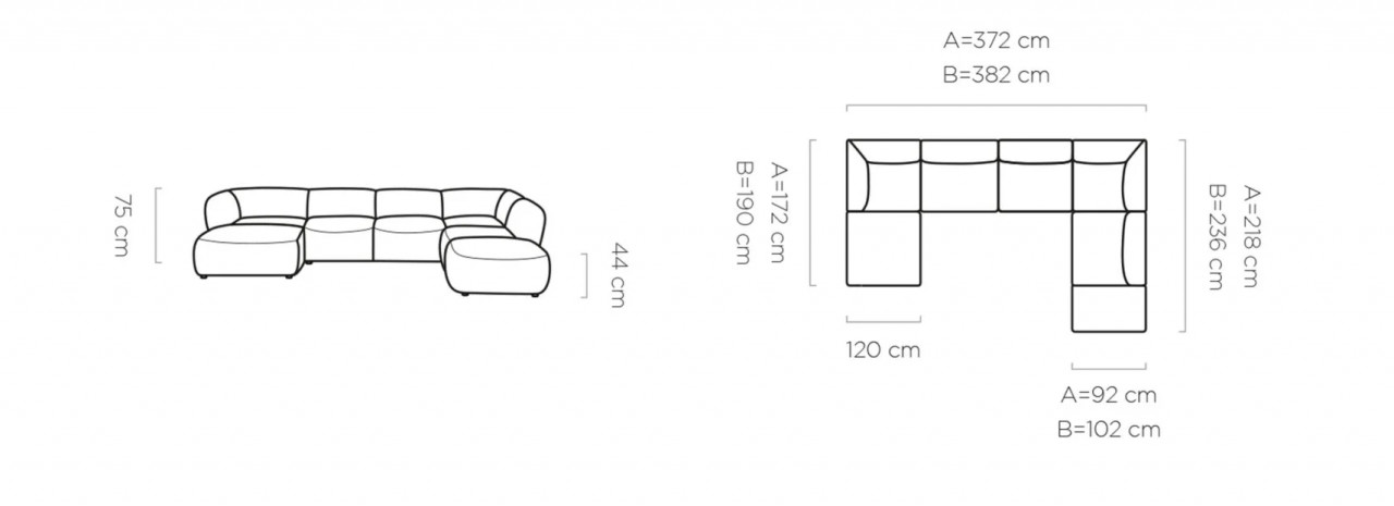 Poze Coltar Candelo XL - B80xL382xl236xh75 cm