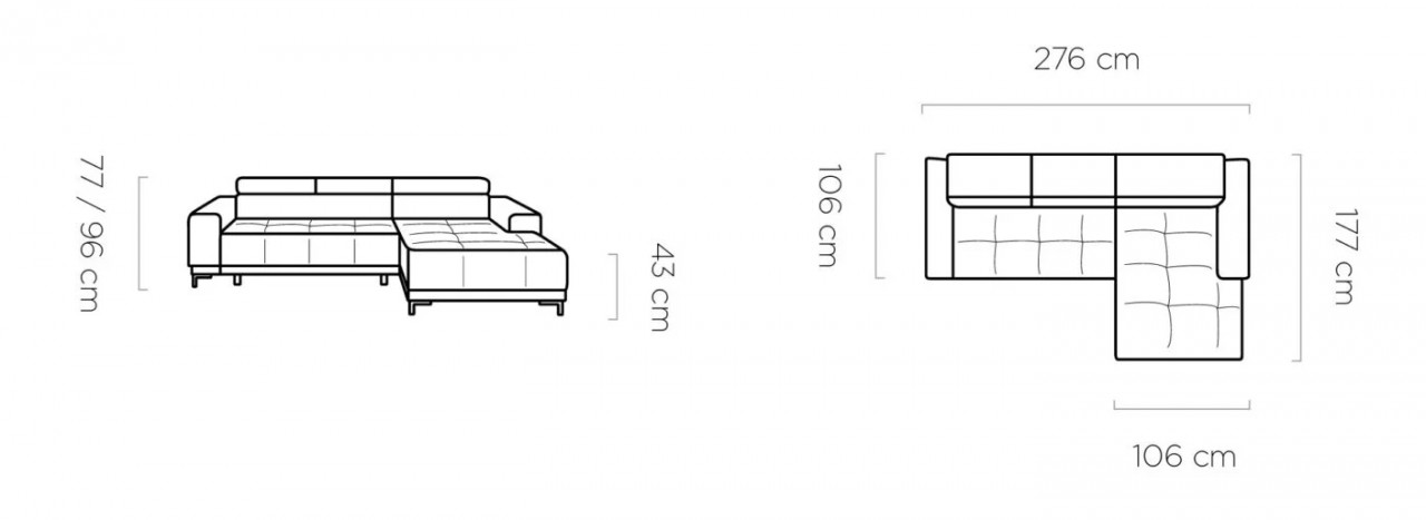 Poze Coltar cu reglaj electric Hugo mini – L276 x l177 x h96 cm