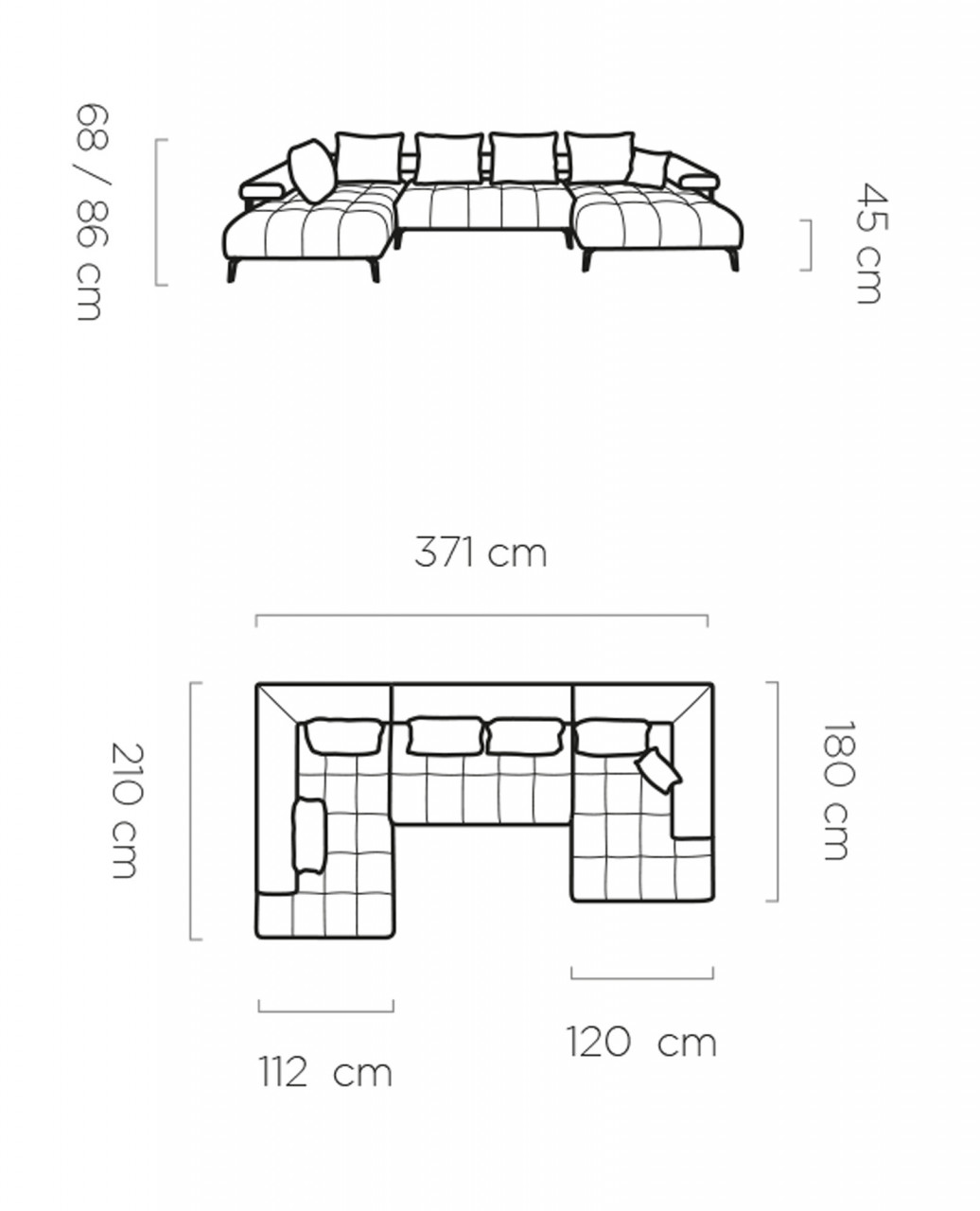 Poze Coltar cu reglaj electric Magnetic XL - L371 x l210 x h86 cm