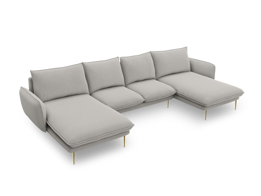 Poze Coltar tapitat Vienna 6 locuri picioare gold – L350 x l170 x h95