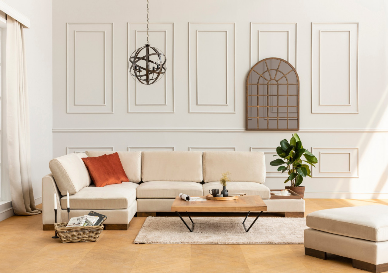 Poze Coltar Tulip pe stanga bej