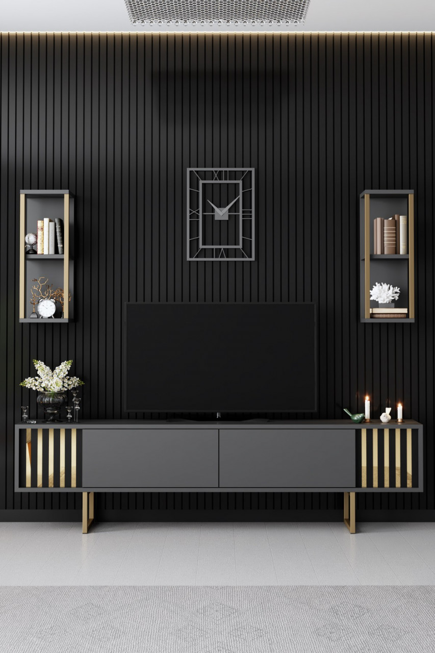 Poze Comoda TV Gold Line antracit/negru