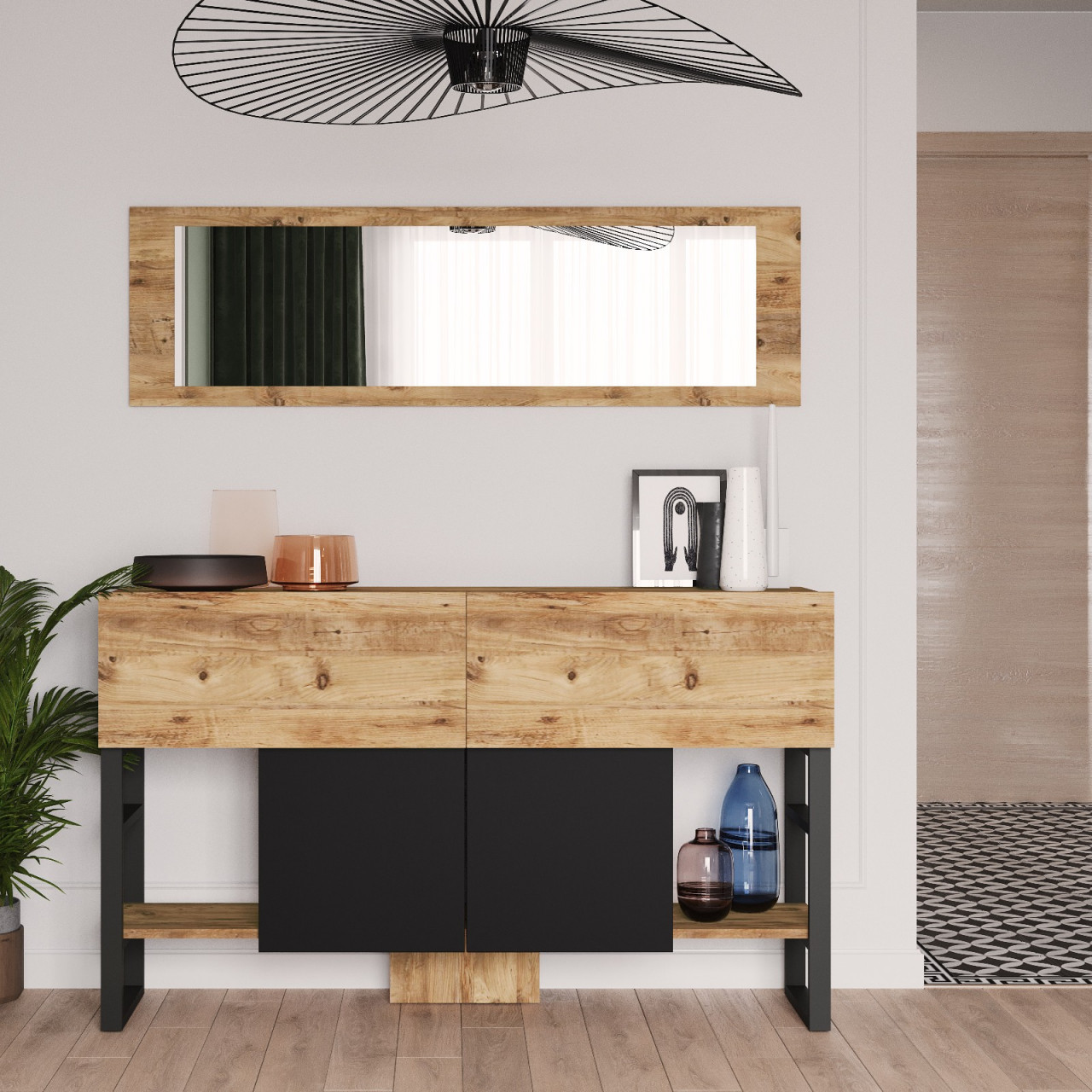 Poze Consola ML26-A MDF L139 cm - H83,6 cm + Oglinda L139 cm - H41,2 cm