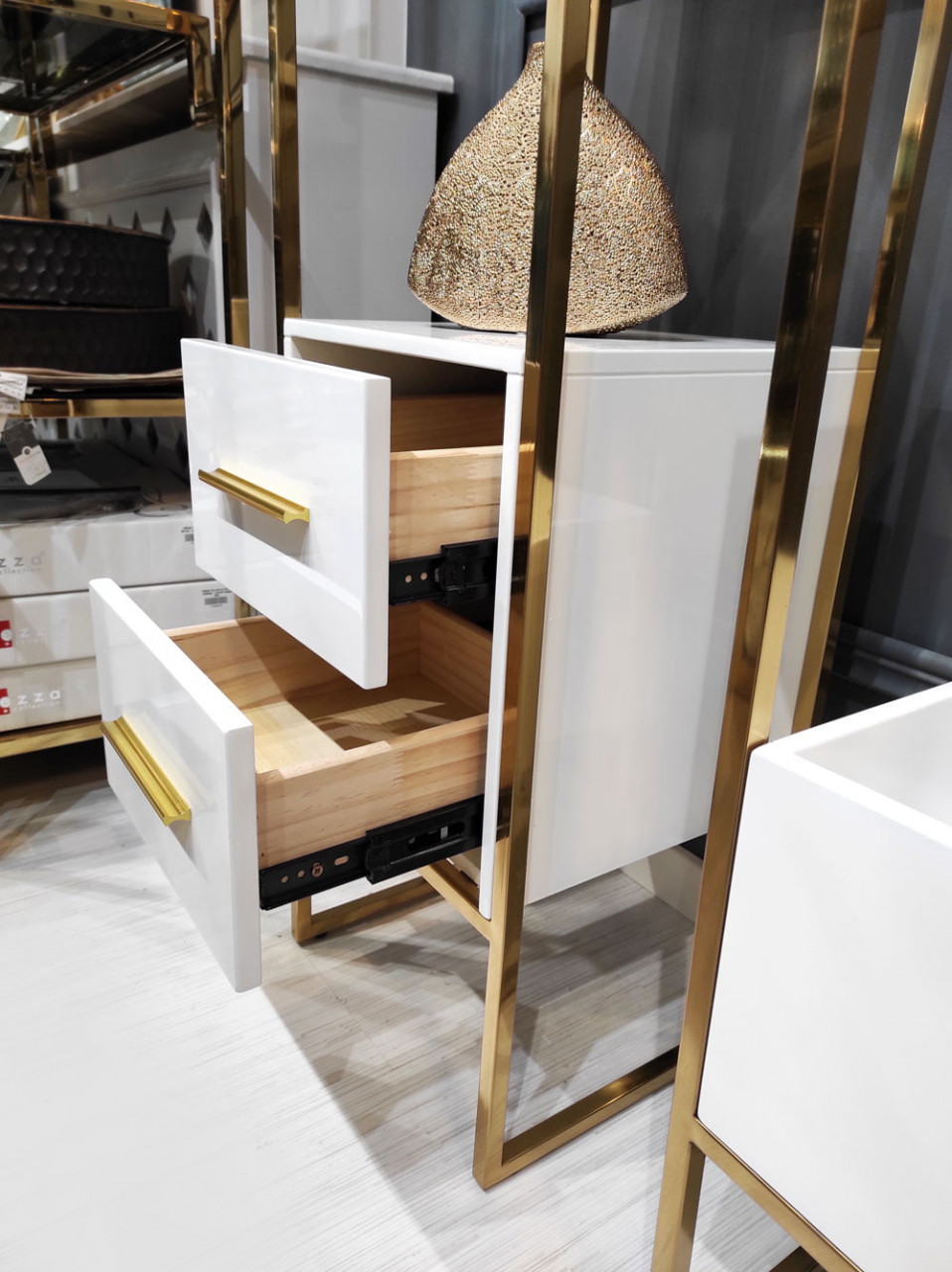 Poze Consola Rodez III alb/gold – H103 cm