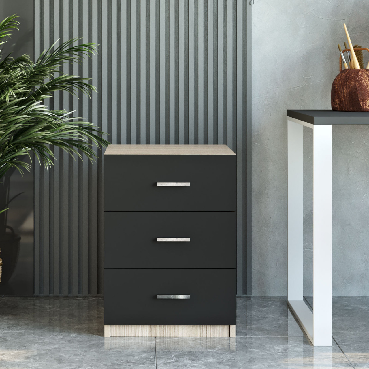 Poze Dulap cu sertare Vario C stejar/negru L44,5 cm - H61,8 cm