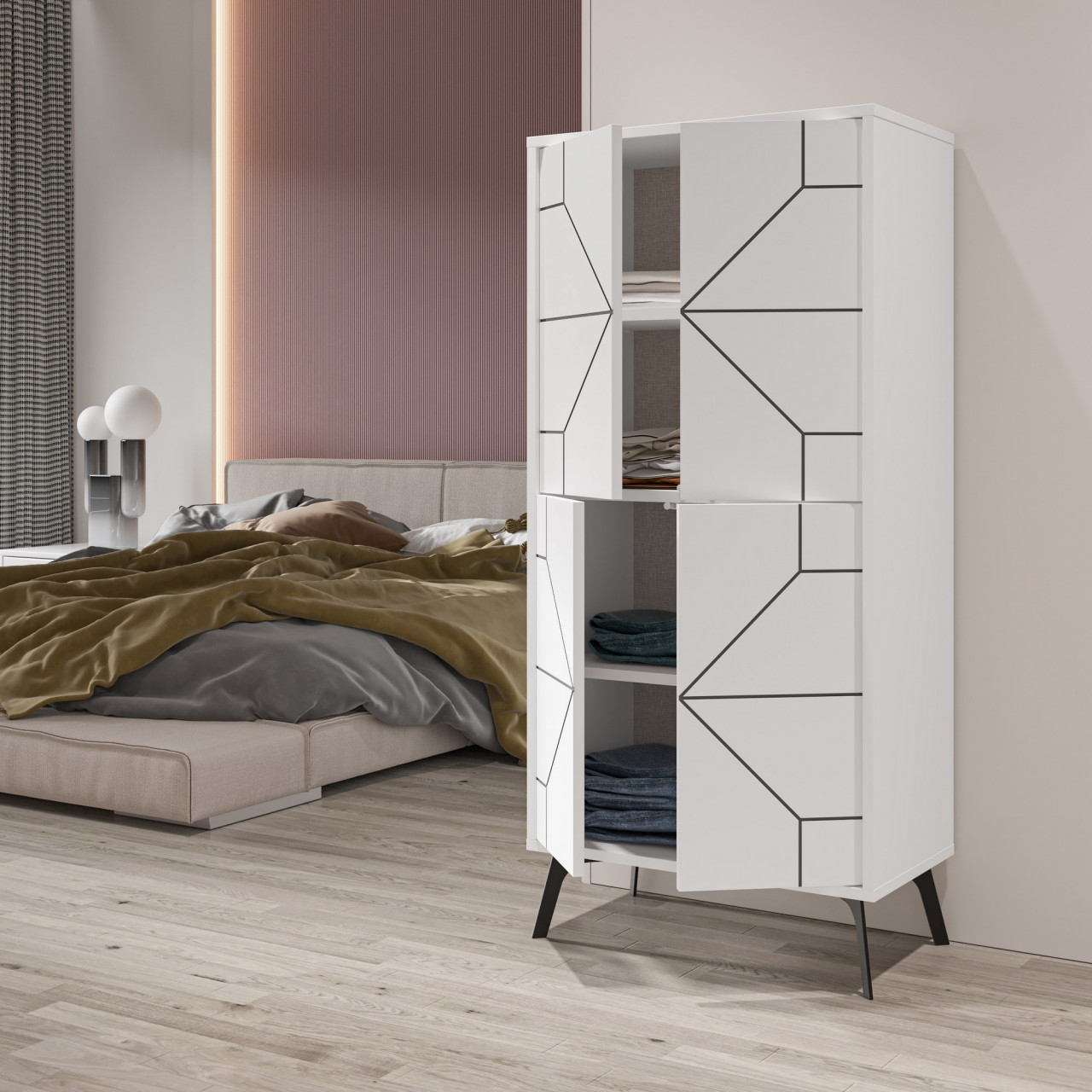 Poze Dulap MDF multifunctional Dune alb L62,6 cm - H136 cm
