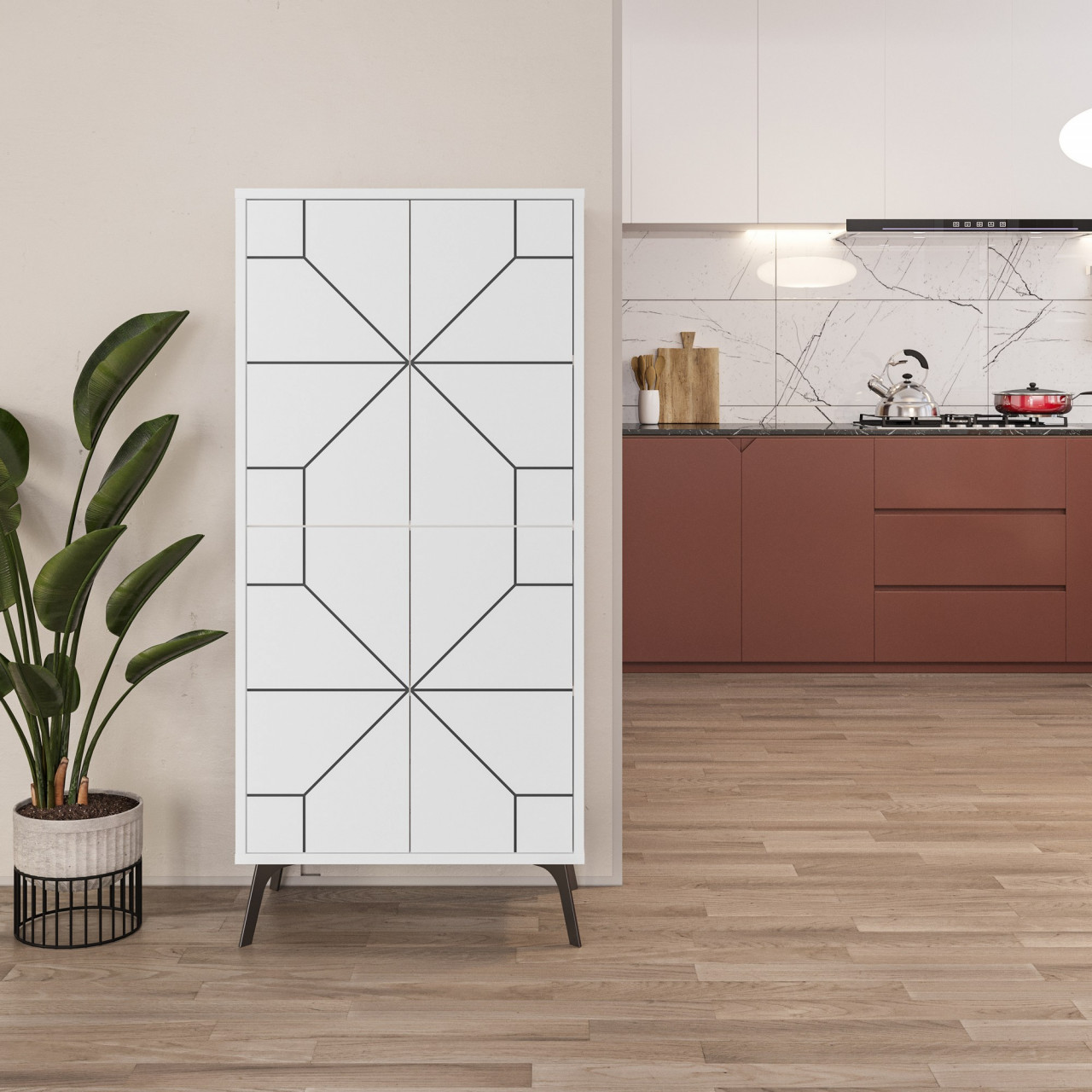 Poze Dulap MDF multifunctional Dune alb L62,6 cm - H136 cm
