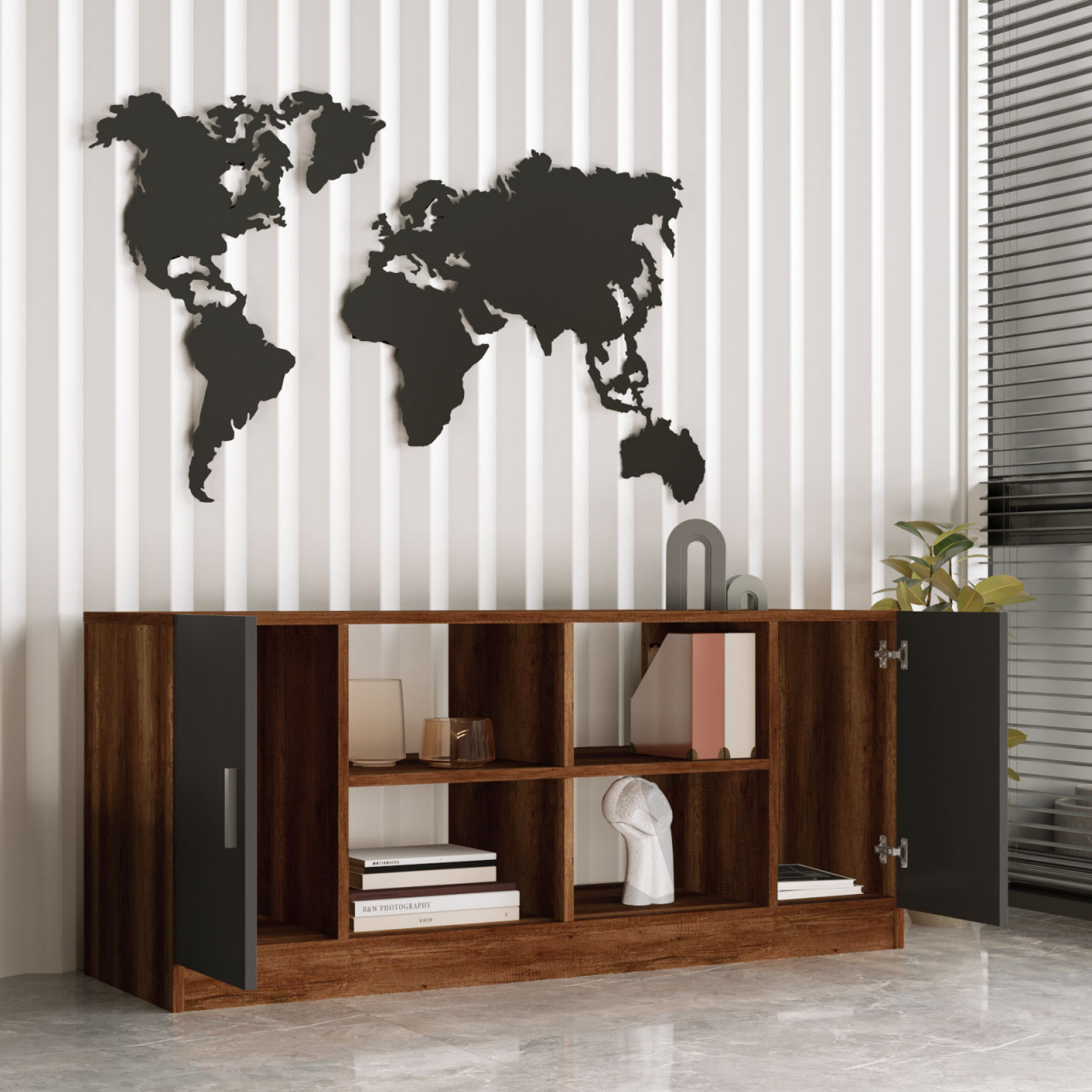 Poze Dulap MDF multifunctional Vario F nuc/antracit L139,8 cm - H61,8 cm