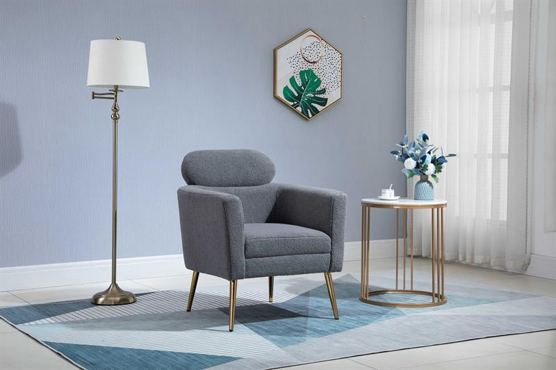 Poze Fotoliu plusat Melisa gri/gold - H96 cm