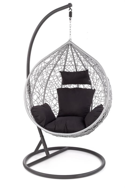 Poze Fotoliu suspendat Eggy ratan gri/negru - H195 cm