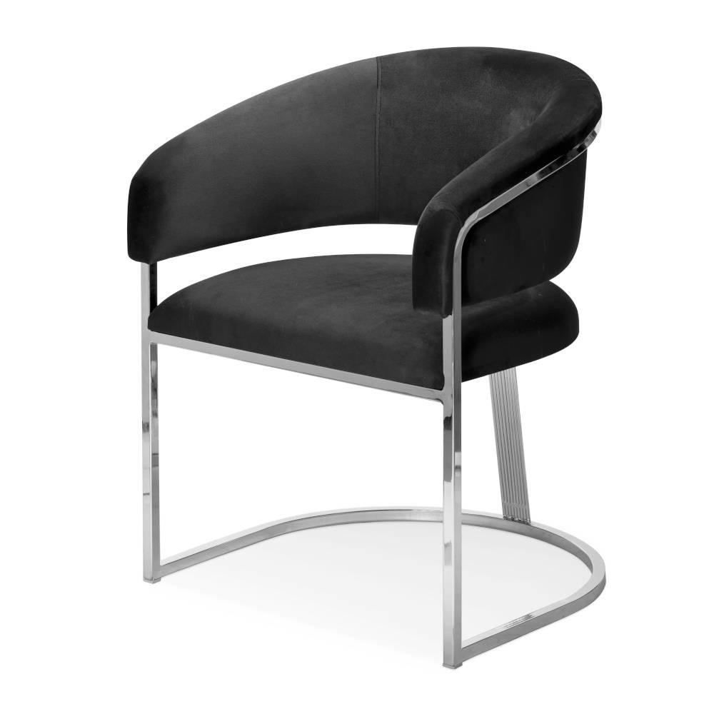 Fotoliu tapitat marcille negru/silver – h79 cm